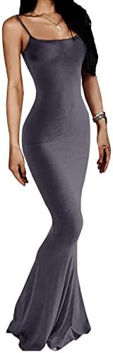 Women's Casual Lounge Slip Long Dress Sexy Sleeveless Backless Bodycon Maxi Dresses 2023 Summer Slim Elegant