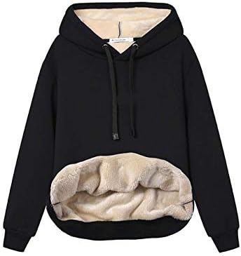 Womens Casual Winter Warm Fleece Sherpa Lined Pullover Hooded Sweatshirt