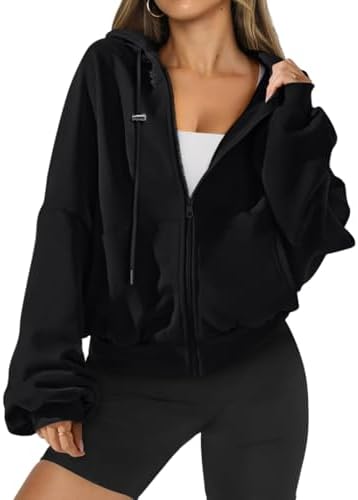 Womens Zip Up Hoodies Oversized Workout Sweatshirts Fall Fashion 2025 Casual Fleece Y2k Jackets Winter Fall Clothes