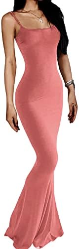 Women's Casual Lounge Slip Long Dress Sexy Sleeveless Backless Bodycon Maxi Dresses 2023 Summer Slim Elegant