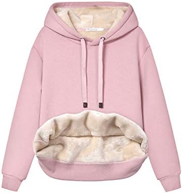 Womens Casual Winter Warm Fleece Sherpa Lined Pullover Hooded Sweatshirt