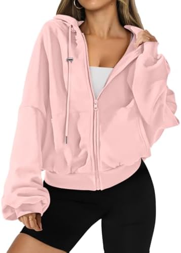 Womens Zip Up Hoodies Oversized Workout Sweatshirts Fall Fashion 2025 Casual Fleece Y2k Jackets Winter Fall Clothes
