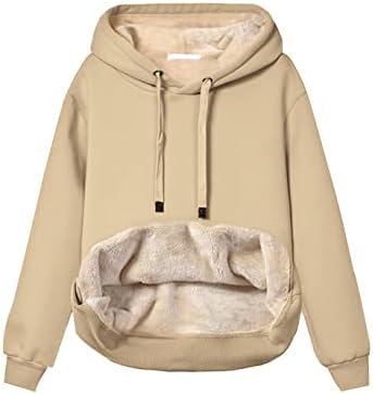 Womens Casual Winter Warm Fleece Sherpa Lined Pullover Hooded Sweatshirt
