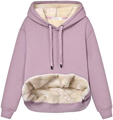 Womens Casual Winter Warm Fleece Sherpa Lined Pullover Hooded Sweatshirt