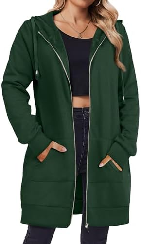 Zip Up Hoodies For Women Long Sleeve Oversized Sweatshirts Casual Lightweight Fleece Jackets With Pockets