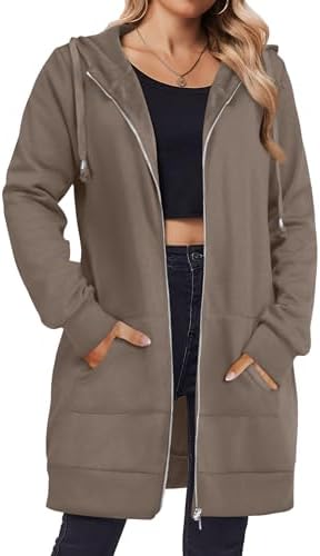 Zip Up Hoodies For Women Long Sleeve Oversized Sweatshirts Casual Lightweight Fleece Jackets With Pockets