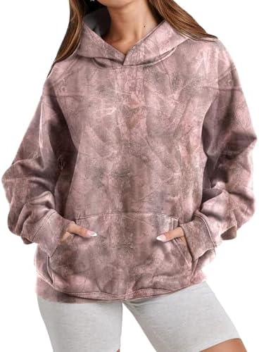 Womens Camo Hoodies Maple Leaf Print Oversized Hooded Sweatshirt Fleece Pullover Sweatshirts Long Sleeve with Pocket