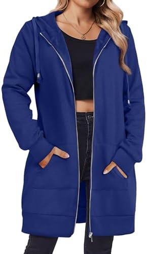 Zip Up Hoodies For Women Long Sleeve Oversized Sweatshirts Casual Lightweight Fleece Jackets With Pockets