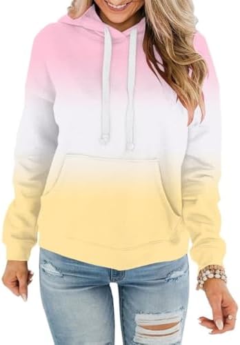 Womens Casual Hoodies Crew Neck Long Sleeve Sweatshirts with Pocket Lightweight Pullover Tops