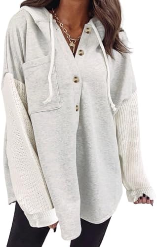 Oversized Sweatshirt for Women Loose Fit Casual Long Sleeve Button Hooded Sweatshirts Hoodies with Pocket