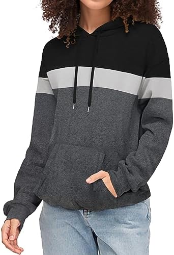 Women's Hoodies Long Sleeve Sweatshirts Drawstring Pullover Tops with Pocket Casual Loose Blouses Tunic