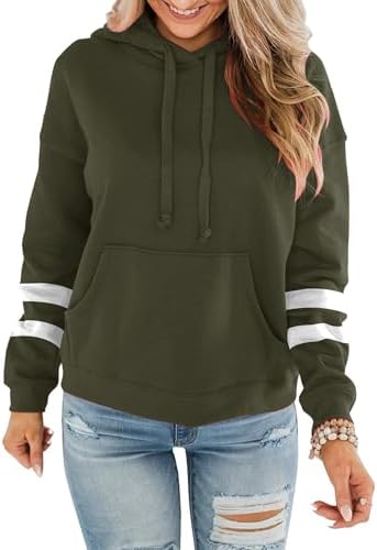 Womens Casual Hoodies Crew Neck Long Sleeve Sweatshirts with Pocket Lightweight Pullover Tops