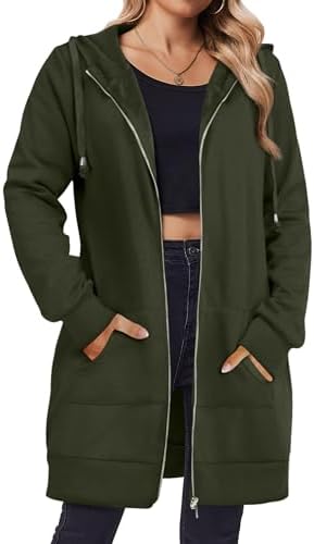 Zip Up Hoodies For Women Long Sleeve Oversized Sweatshirts Casual Lightweight Fleece Jackets With Pockets