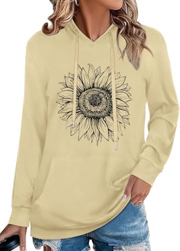 Women's Hoodies Long Sleeve Sweatshirts Drawstring Pullover Tops with Pocket Casual Loose Blouses Tunic