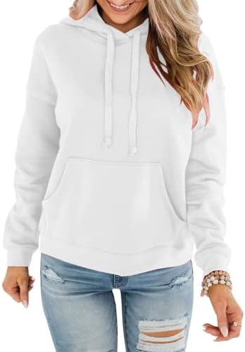 Womens Casual Hoodies Crew Neck Long Sleeve Sweatshirts with Pocket Lightweight Pullover Tops