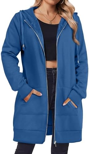Zip Up Hoodies For Women Long Sleeve Oversized Sweatshirts Casual Lightweight Fleece Jackets With Pockets