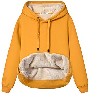 Womens Casual Winter Warm Fleece Sherpa Lined Pullover Hooded Sweatshirt