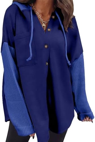 Oversized Sweatshirt for Women Loose Fit Casual Long Sleeve Button Hooded Sweatshirts Hoodies with Pocket