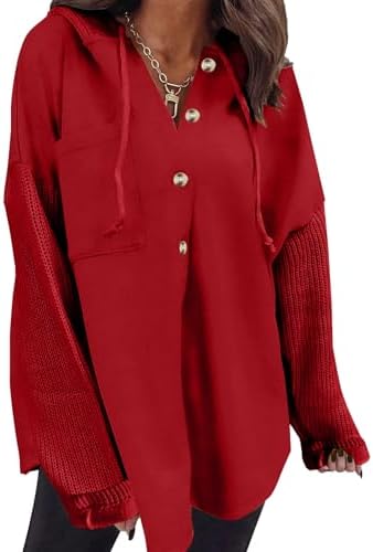 Oversized Sweatshirt for Women Loose Fit Casual Long Sleeve Button Hooded Sweatshirts Hoodies with Pocket
