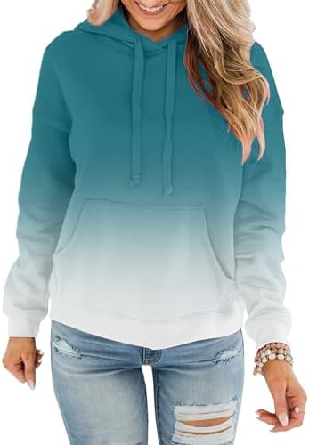 Womens Casual Hoodies Crew Neck Long Sleeve Sweatshirts with Pocket Lightweight Pullover Tops