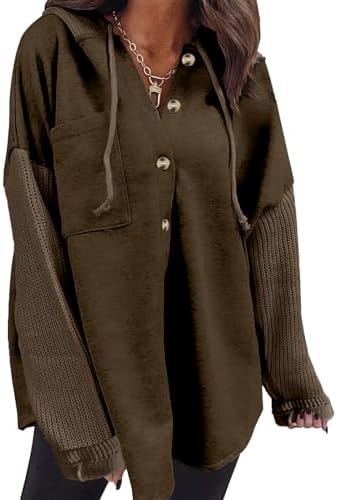 Oversized Sweatshirt for Women Loose Fit Casual Long Sleeve Button Hooded Sweatshirts Hoodies with Pocket