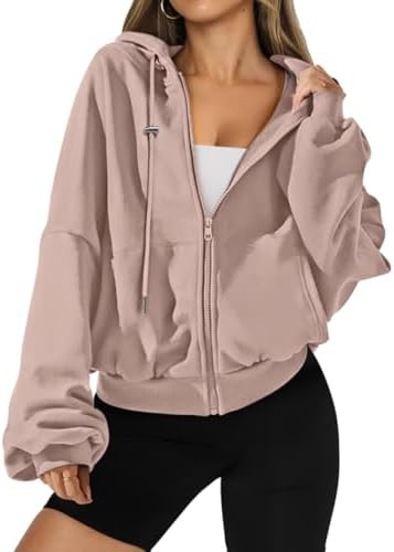 Womens Zip Up Hoodies Oversized Workout Sweatshirts Fall Fashion 2025 Casual Fleece Y2k Jackets Winter Fall Clothes