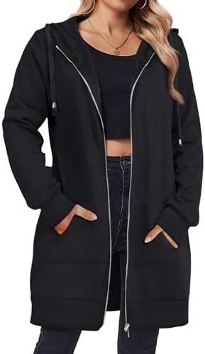 Zip Up Hoodies For Women Long Sleeve Oversized Sweatshirts Casual Lightweight Fleece Jackets With Pockets
