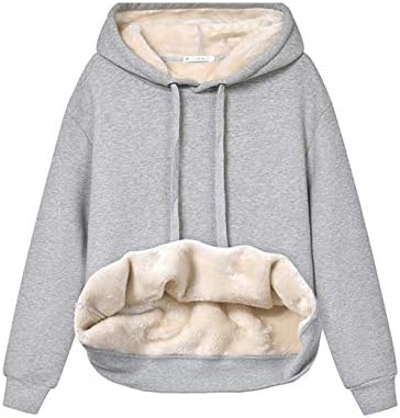Womens Casual Winter Warm Fleece Sherpa Lined Pullover Hooded Sweatshirt