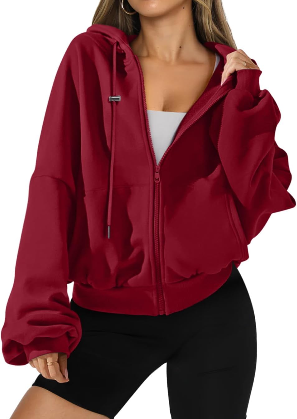 Womens Zip Up Hoodies Oversized Workout Sweatshirts Fall Fashion 2025 Casual Fleece Y2k Jackets Winter Fall Clothes