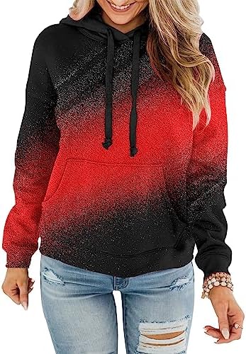 Womens Casual Hoodies Crew Neck Long Sleeve Sweatshirts with Pocket Lightweight Pullover Tops
