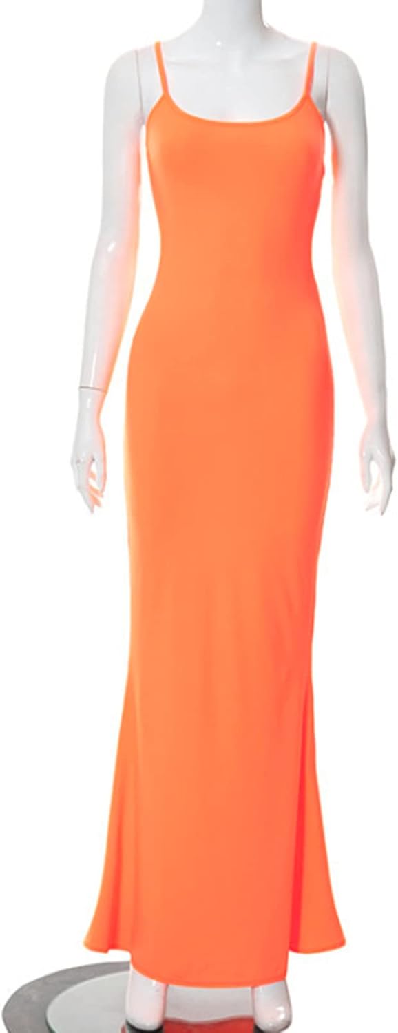 Women's Casual Lounge Slip Long Dress Sexy Sleeveless Backless Bodycon Maxi Dresses 2023 Summer Slim Elegant