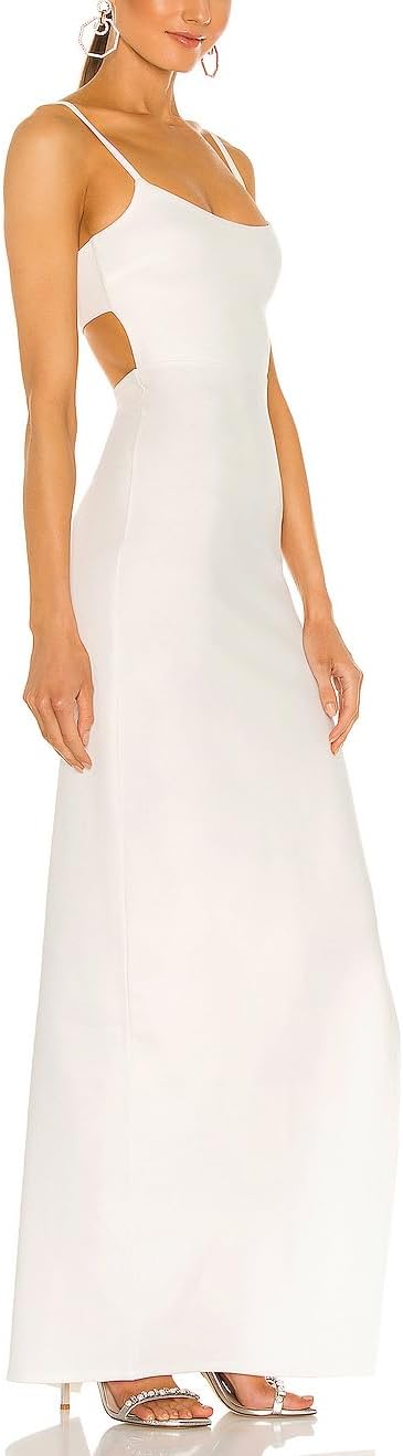 Women's Sexy Backless Spaghetti Straps Square Neck Maxi Dress Thigh High Slit Bodycon Cocktail Party Dress 211