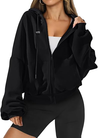 Womens Zip Up Hoodies Oversized Workout Sweatshirts Fall Fashion 2025 Casual Fleece Y2k Jackets Winter Fall Clothes