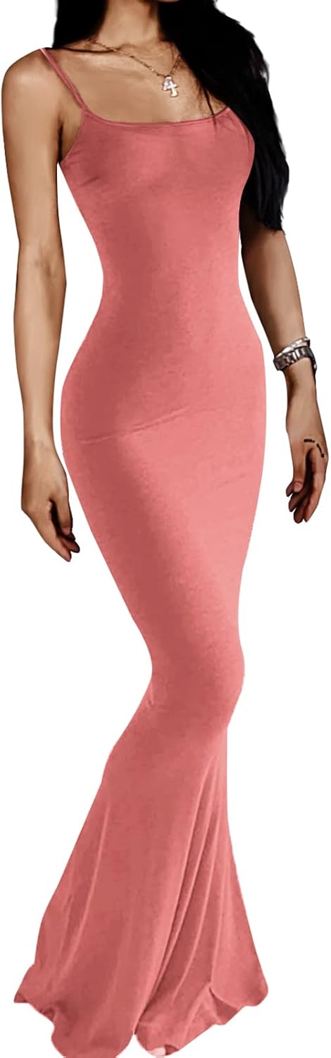 Women's Casual Lounge Slip Long Dress Sexy Sleeveless Backless Bodycon Maxi Dresses 2023 Summer Slim Elegant