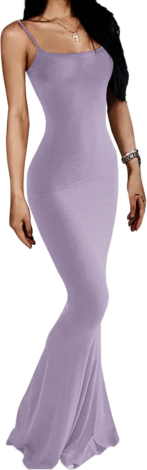 Women's Casual Lounge Slip Long Dress Sexy Sleeveless Backless Bodycon Maxi Dresses 2023 Summer Slim Elegant