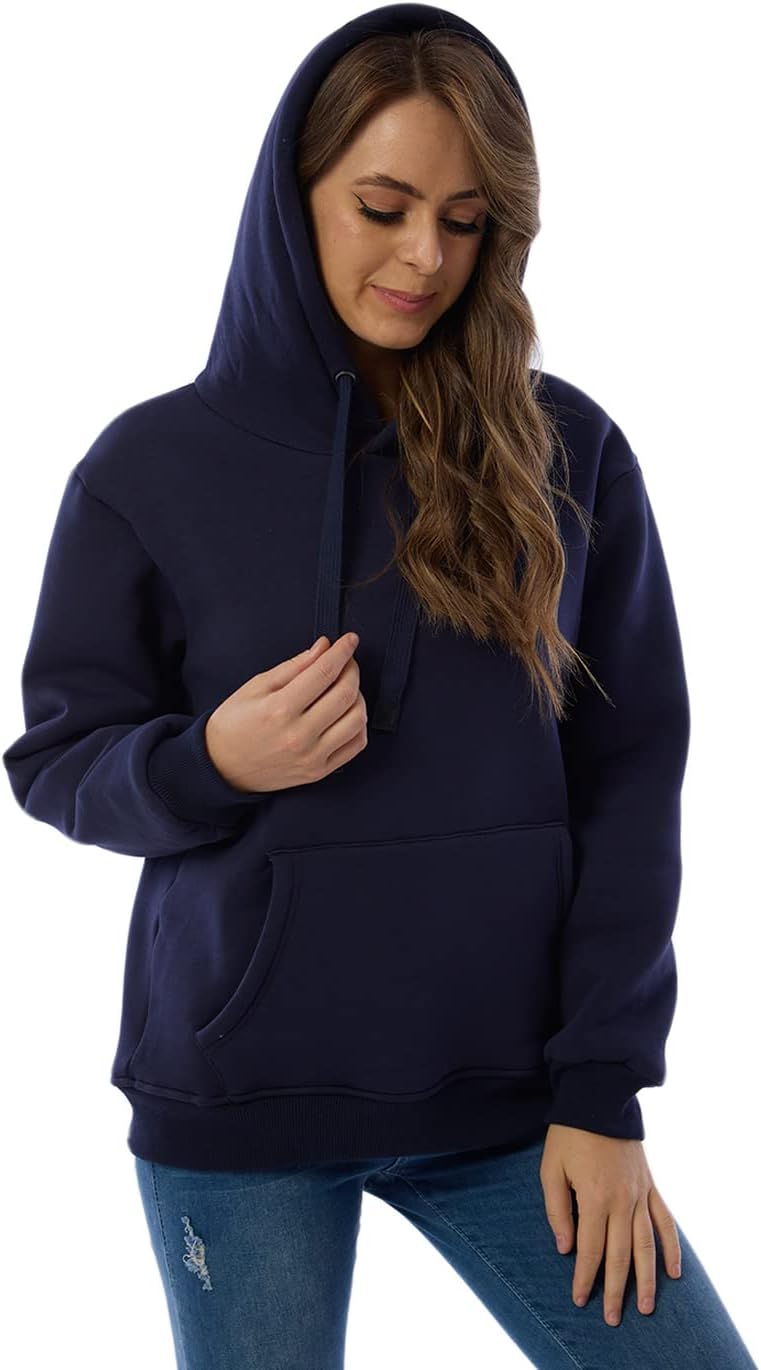 Womens Casual Winter Warm Fleece Sherpa Lined Pullover Hooded Sweatshirt