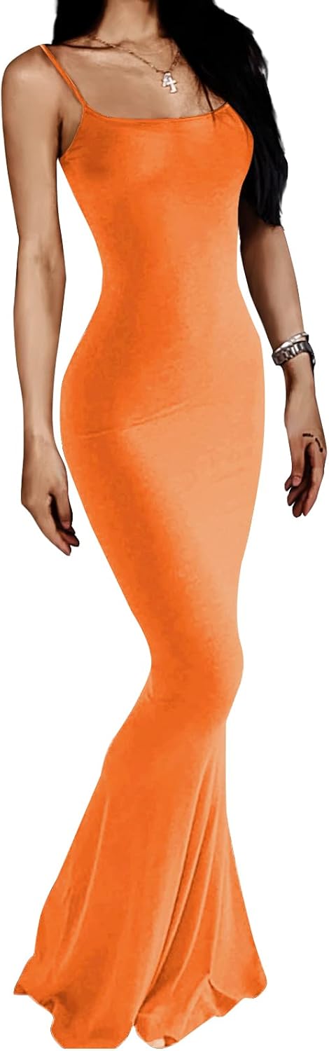 Women's Casual Lounge Slip Long Dress Sexy Sleeveless Backless Bodycon Maxi Dresses 2023 Summer Slim Elegant