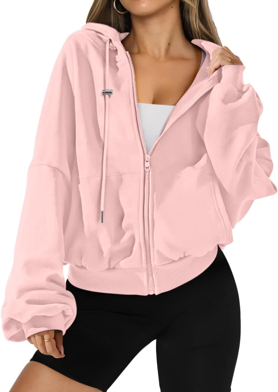 Womens Zip Up Hoodies Oversized Workout Sweatshirts Fall Fashion 2025 Casual Fleece Y2k Jackets Winter Fall Clothes