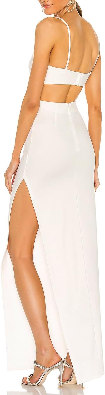 Women's Sexy Backless Spaghetti Straps Square Neck Maxi Dress Thigh High Slit Bodycon Cocktail Party Dress 211