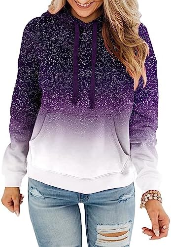 Womens Casual Hoodies Crew Neck Long Sleeve Sweatshirts with Pocket Lightweight Pullover Tops