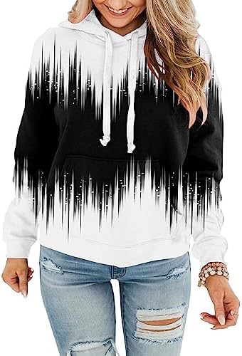 Womens Casual Hoodies Crew Neck Long Sleeve Sweatshirts with Pocket Lightweight Pullover Tops
