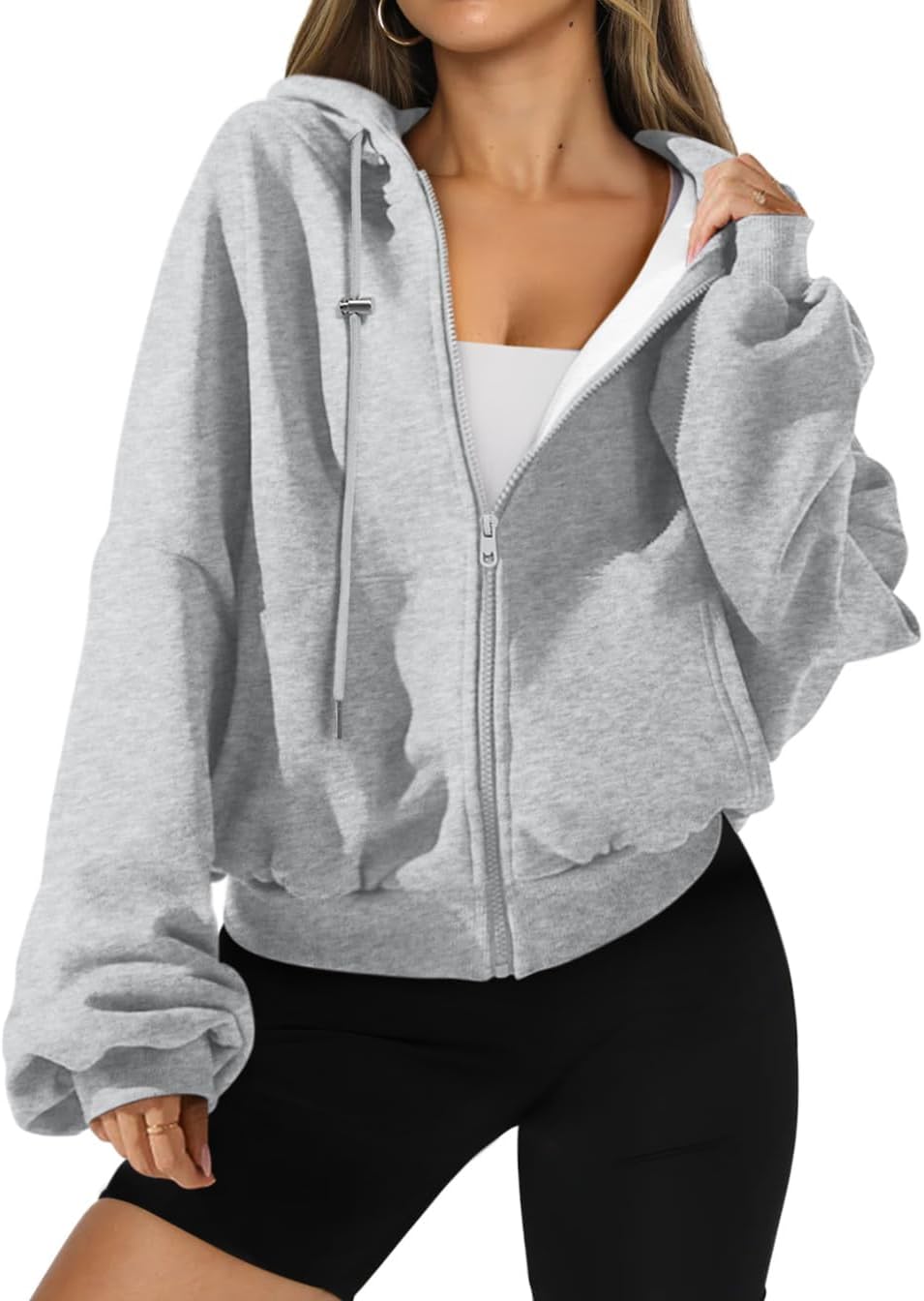 Womens Zip Up Hoodies Oversized Workout Sweatshirts Fall Fashion 2025 Casual Fleece Y2k Jackets Winter Fall Clothes