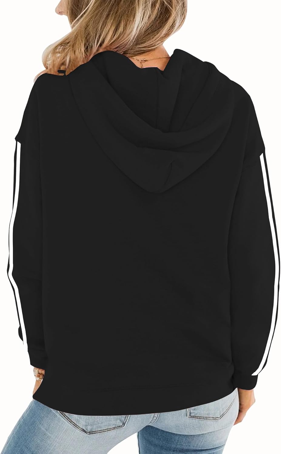 Womens Casual Hoodies Crew Neck Long Sleeve Sweatshirts with Pocket Lightweight Pullover Tops