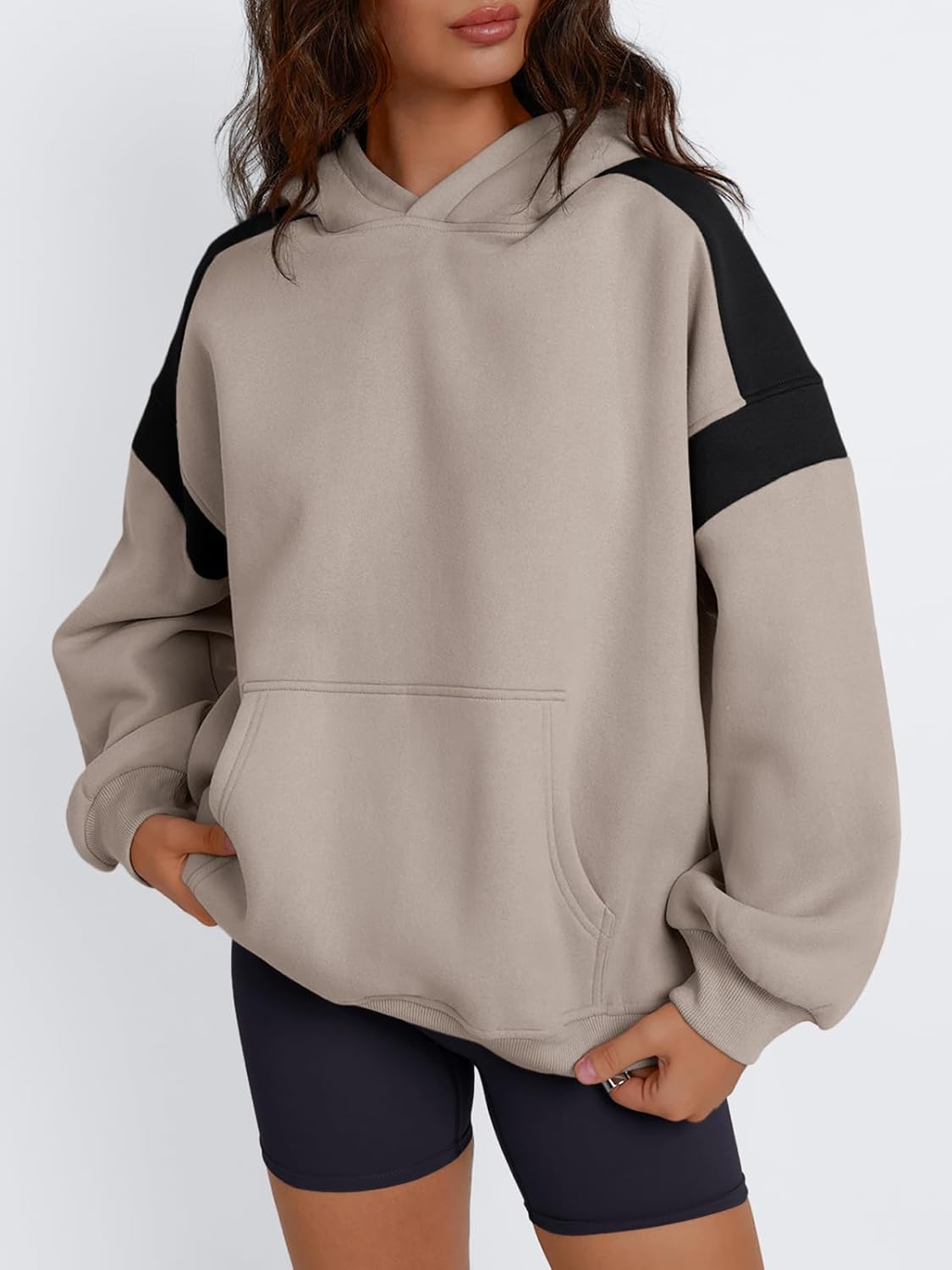 Womens Oversized Hoodies Color Block Fall Fashion 2025 Casual Long Sleeve Sweatshirts Y2k Winter Clothes