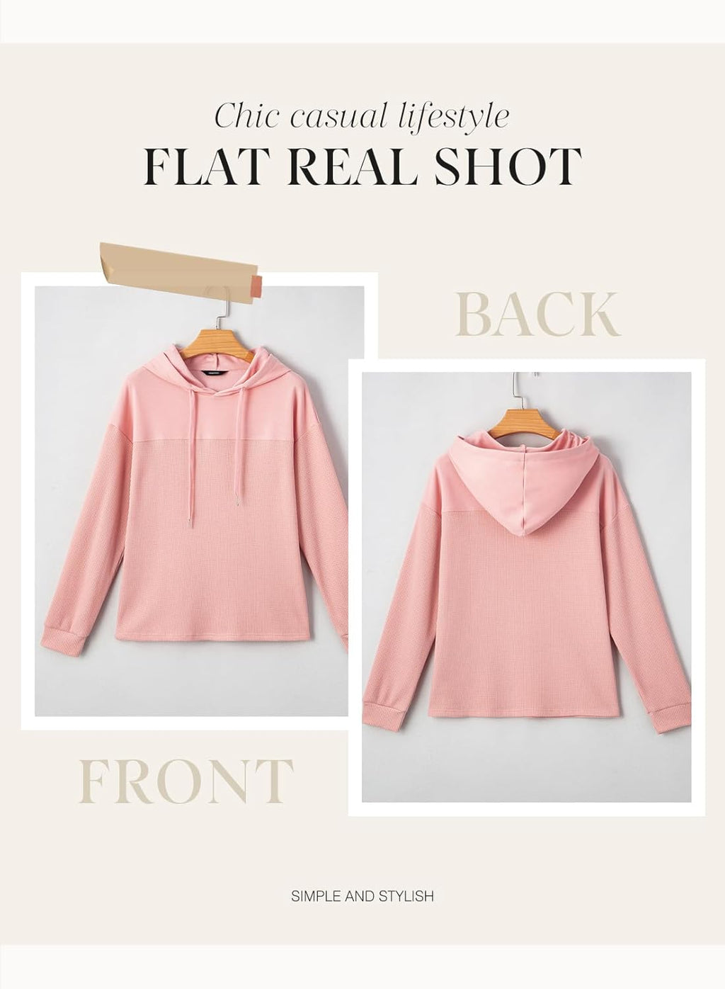 Womens Hoodies Casual Waffle Knit Long Sleeve Drawstring Pullover Sweatshirts Lightweight Hooded Tops