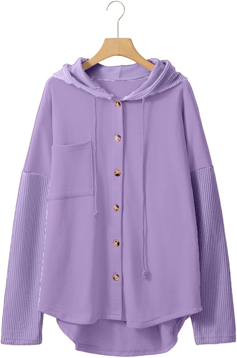 Oversized Sweatshirt for Women Loose Fit Casual Long Sleeve Button Hooded Sweatshirts Hoodies with Pocket