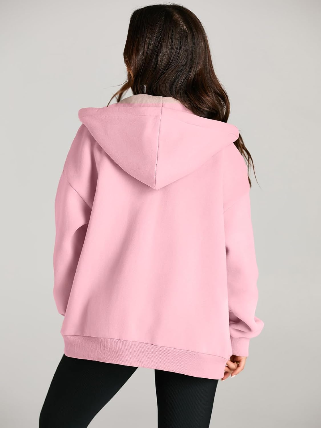 Women's Drawstring Zip Up Cute Hoodies Fall Jacket Oversized Casual Sweatshirts with Pocket
