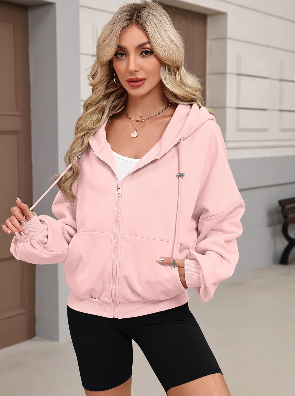 Womens Zip Up Hoodies Oversized Workout Sweatshirts Fall Fashion 2025 Casual Fleece Y2k Jackets Winter Fall Clothes