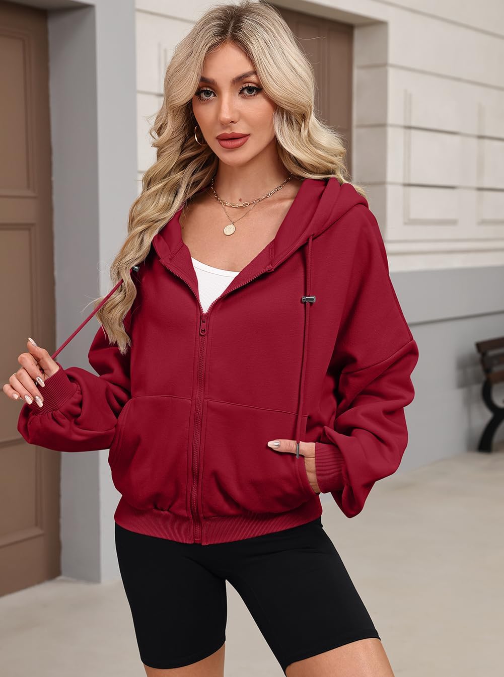 Womens Zip Up Hoodies Oversized Workout Sweatshirts Fall Fashion 2025 Casual Fleece Y2k Jackets Winter Fall Clothes