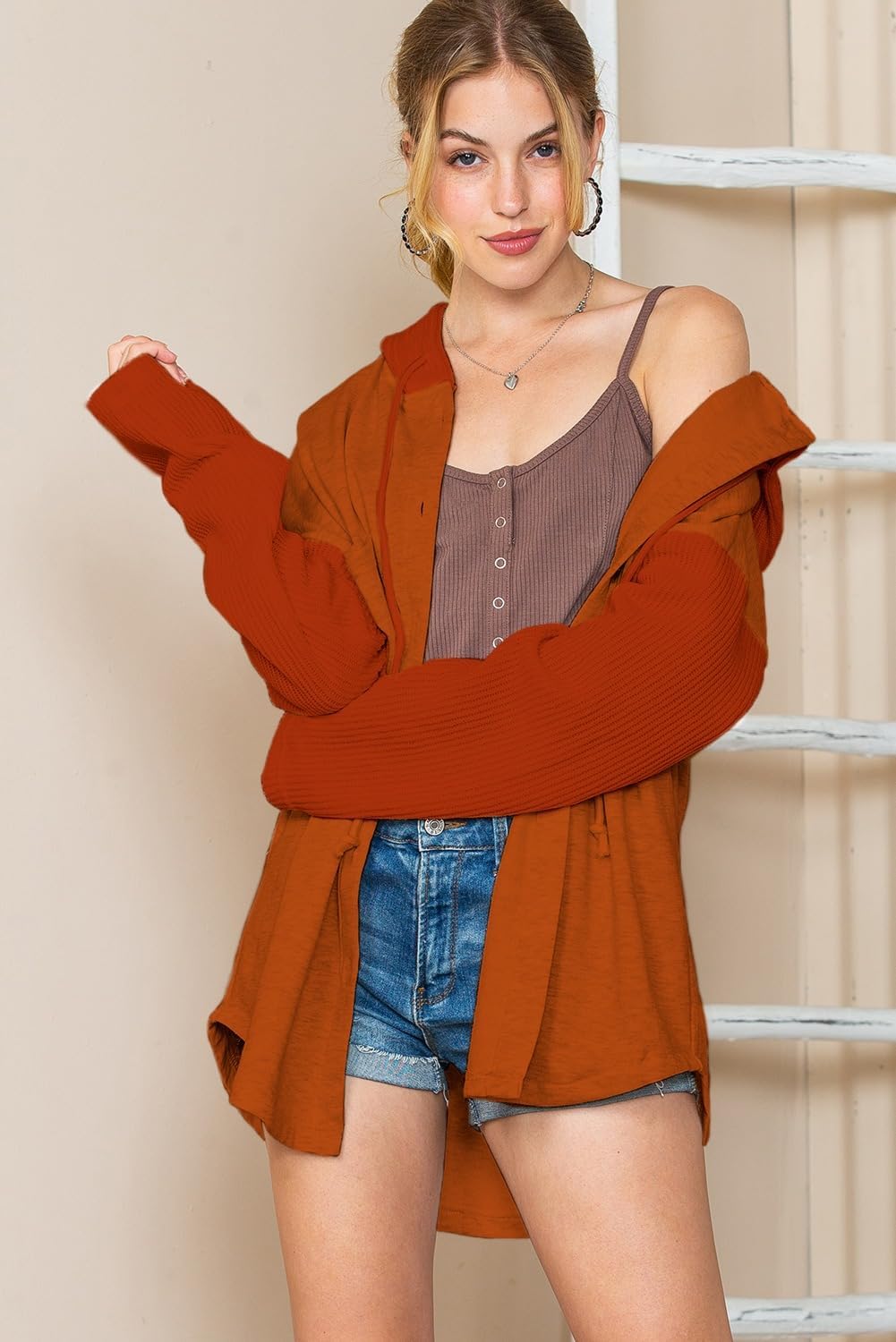 Oversized Sweatshirt for Women Loose Fit Casual Long Sleeve Button Hooded Sweatshirts Hoodies with Pocket